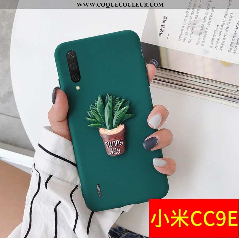 Housse Xiaomi Mi A3 Délavé En Daim Vert Foncé Charmant, Étui Xiaomi Mi A3 Personnalité Téléphone Por