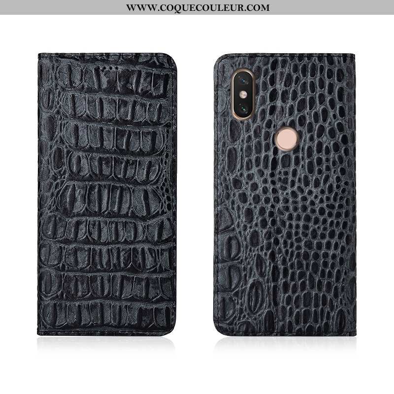 Housse Xiaomi Mi Max 3 Protection Étui Cuir, Xiaomi Mi Max 3 Cuir Véritable Coque Noir