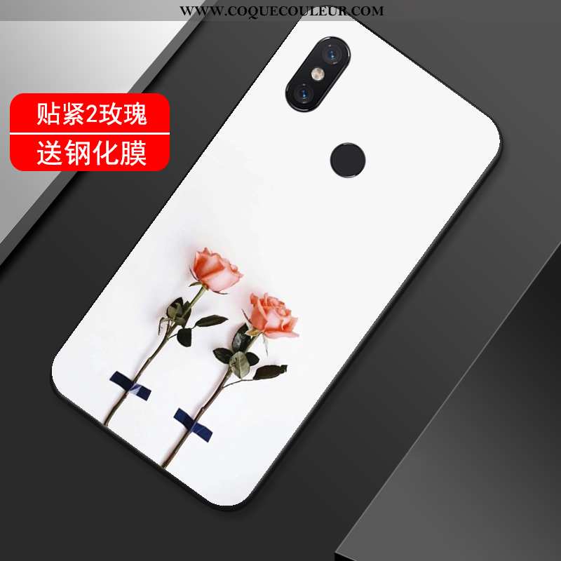 Coque Xiaomi Mi Max 3 Fluide Doux Petit Fleur, Housse Xiaomi Mi Max 3 Silicone Vent Noir