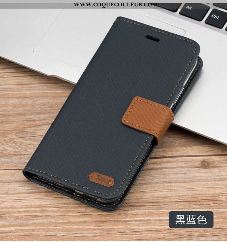 Étui Xiaomi Mi Max 3 Cuir Carte Incassable, Coque Xiaomi Mi Max 3 Luxe Grand Bleu