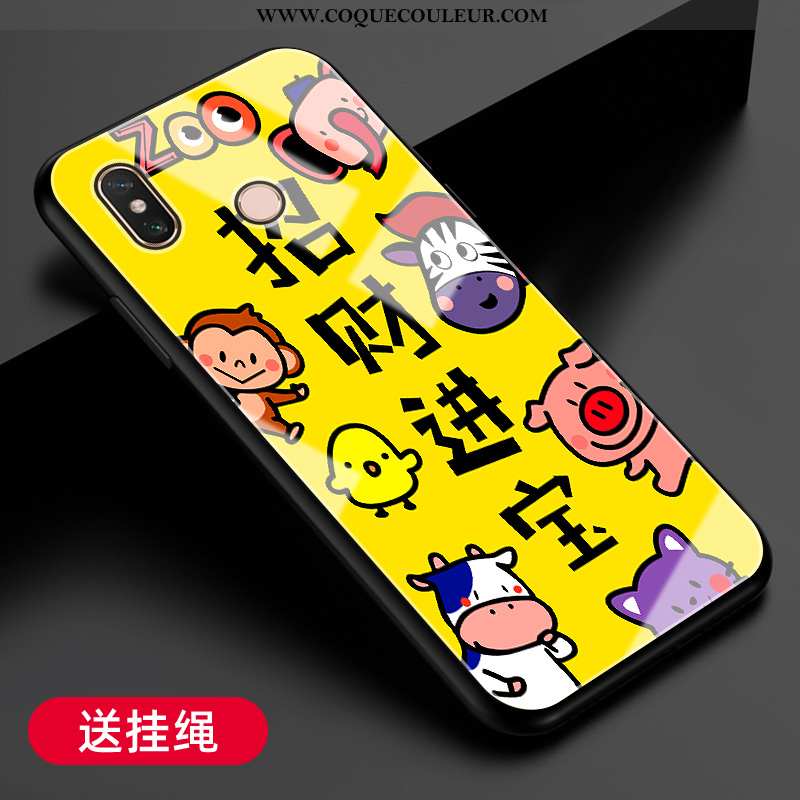 Coque Xiaomi Mi Max 3 Verre Protection Fluide Doux, Housse Xiaomi Mi Max 3 Tendance Téléphone Portab