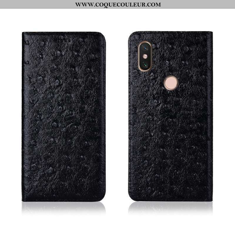 Coque Xiaomi Mi Max 3 Protection Noir Téléphone Portable, Housse Xiaomi Mi Max 3 Cuir Véritable Cuir