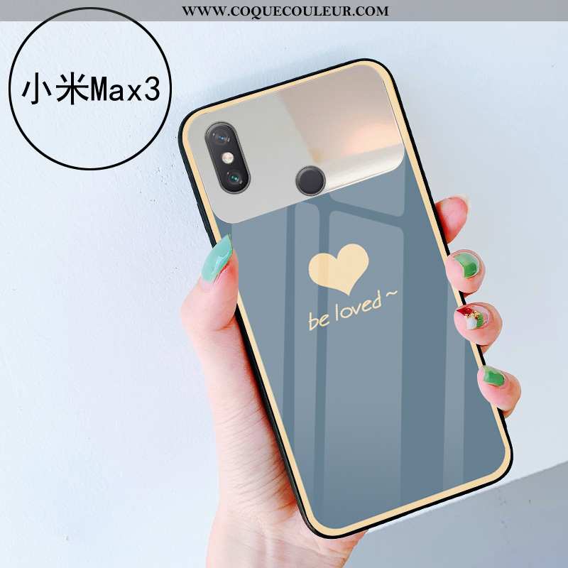 Coque Xiaomi Mi Max 3 Verre Téléphone Portable Coque, Housse Xiaomi Mi Max 3 Petit Amour Verte