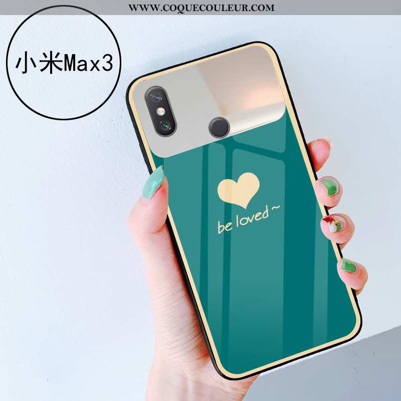 Coque Xiaomi Mi Max 3 Verre Téléphone Portable Coque, Housse Xiaomi Mi Max 3 Petit Amour Verte