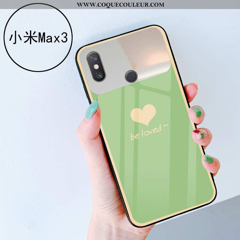 Coque Xiaomi Mi Max 3 Verre Téléphone Portable Coque, Housse Xiaomi Mi Max 3 Petit Amour Verte