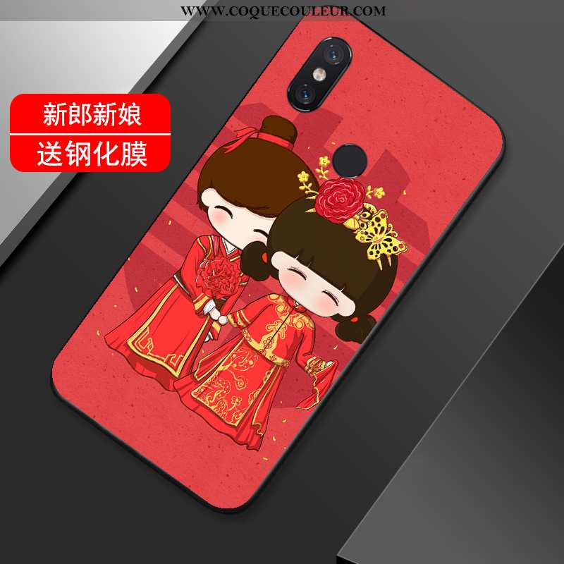 Coque Xiaomi Mi Max 3 Silicone De Fête Rouge, Housse Xiaomi Mi Max 3 Protection Net Rouge