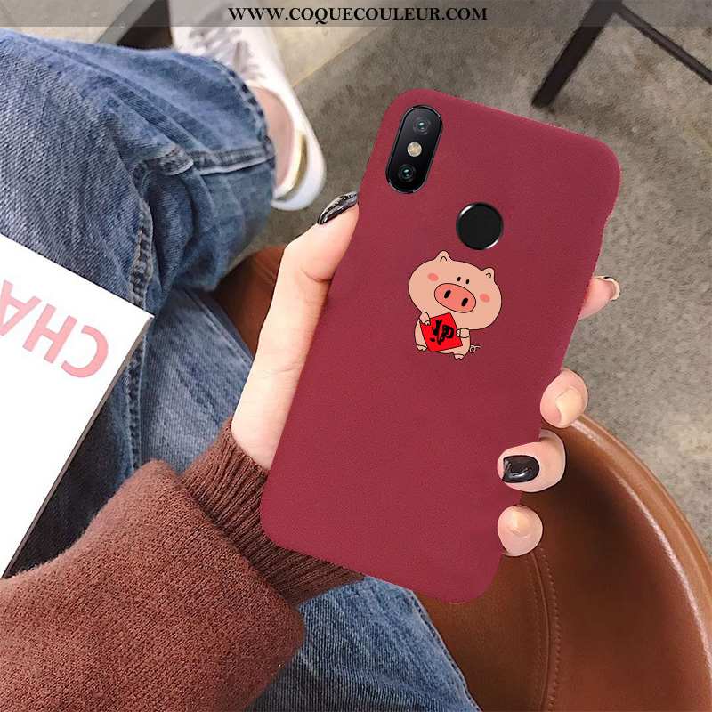 Étui Xiaomi Mi Max 3 Personnalité Rouge Incassable, Coque Xiaomi Mi Max 3 Créatif Amoureux Bordeaux