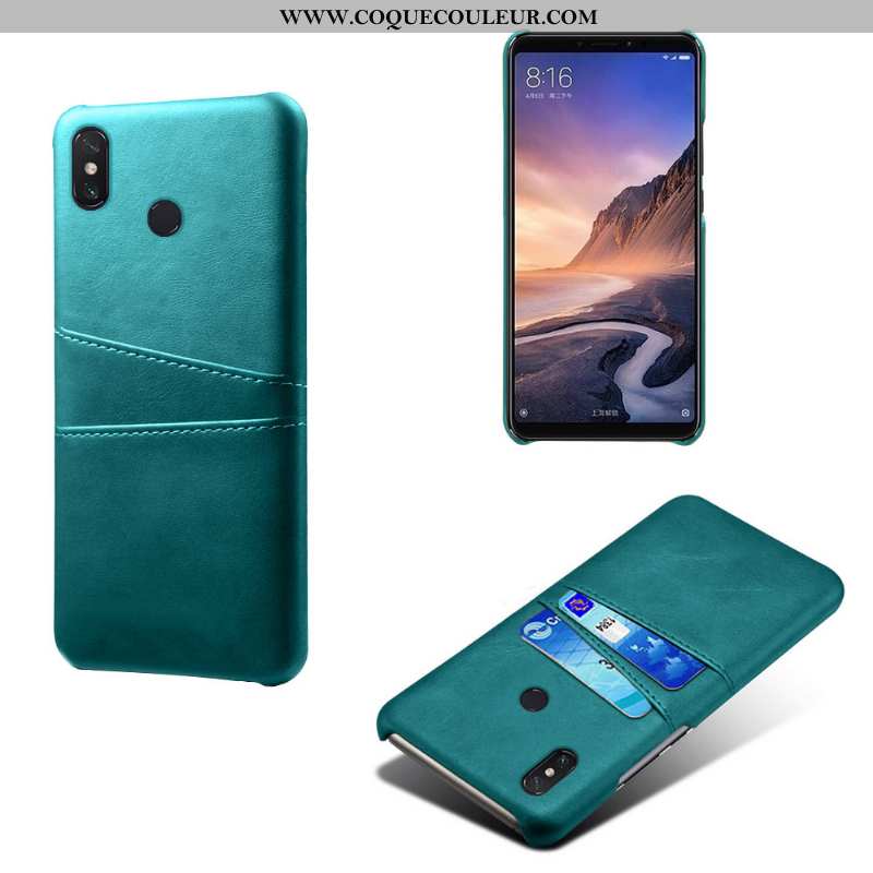 Housse Xiaomi Mi Max 3 Cuir Carte Business, Étui Xiaomi Mi Max 3 Protection Incassable Verte