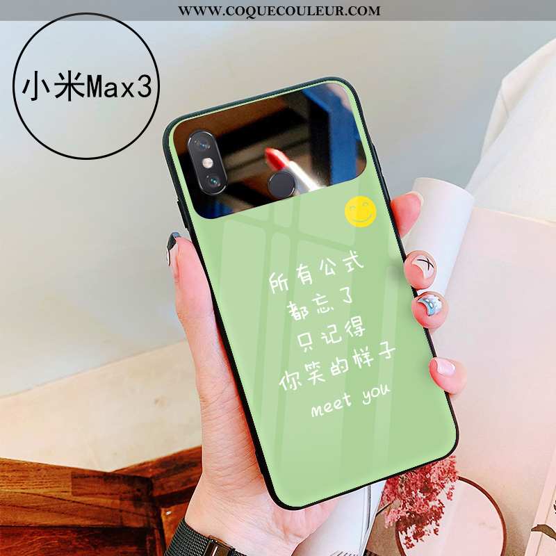 Coque Xiaomi Mi Max 3 Personnalité Maquillage Vert, Housse Xiaomi Mi Max 3 Verre Téléphone Portable 