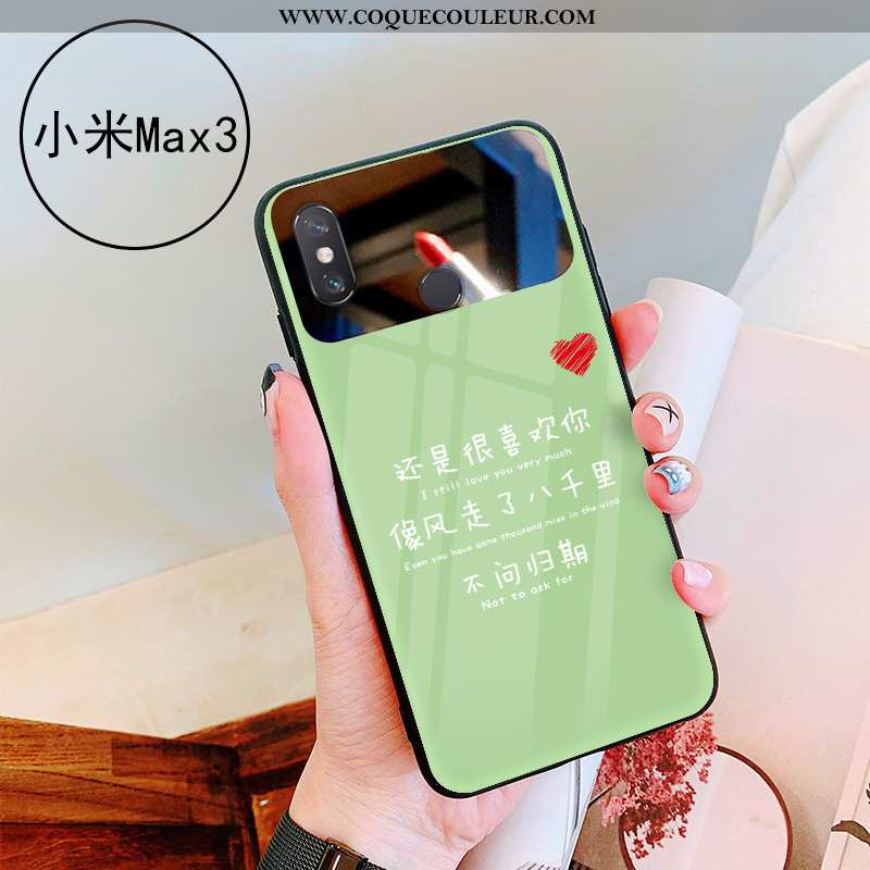 Coque Xiaomi Mi Max 3 Personnalité Maquillage Vert, Housse Xiaomi Mi Max 3 Verre Téléphone Portable 