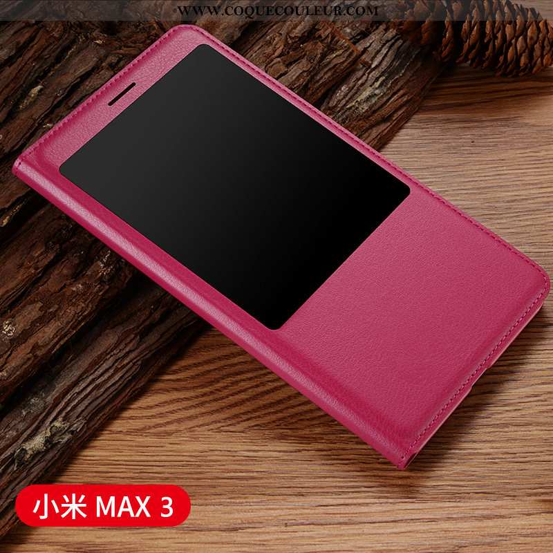 Coque Xiaomi Mi Max 3 Cuir Tout Compris Étui, Housse Xiaomi Mi Max 3 Protection Vin Rouge Bordeaux