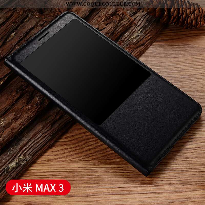 Coque Xiaomi Mi Max 3 Cuir Tout Compris Étui, Housse Xiaomi Mi Max 3 Protection Vin Rouge Bordeaux