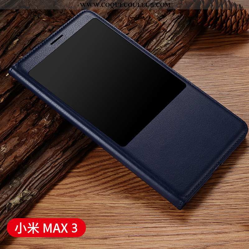 Coque Xiaomi Mi Max 3 Cuir Tout Compris Étui, Housse Xiaomi Mi Max 3 Protection Vin Rouge Bordeaux