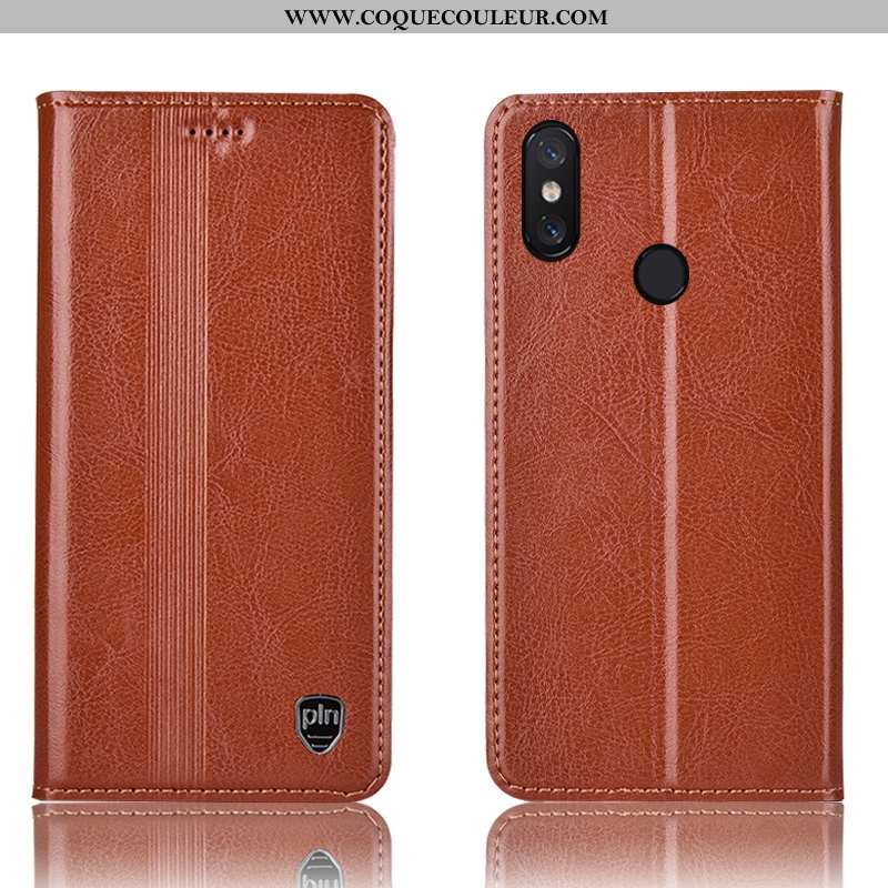 Housse Xiaomi Mi Max 3 Protection Coque Rouge, Étui Xiaomi Mi Max 3 Cuir Véritable Téléphone Portabl