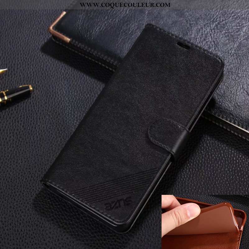Étui Xiaomi Mi Max 3 Portefeuille Housse Petit, Coque Xiaomi Mi Max 3 Protection Cuir Véritable Marr