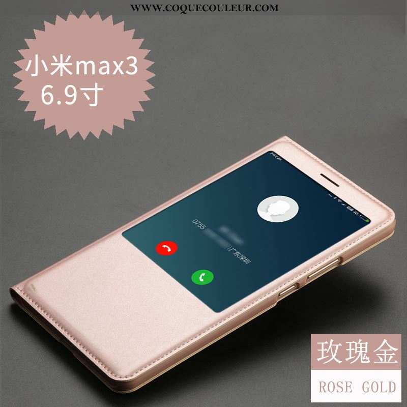 Housse Xiaomi Mi Max 3 Cuir Étui Coque, Xiaomi Mi Max 3 Protection Téléphone Portable Rose