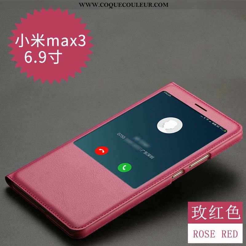 Housse Xiaomi Mi Max 3 Cuir Étui Coque, Xiaomi Mi Max 3 Protection Téléphone Portable Rose