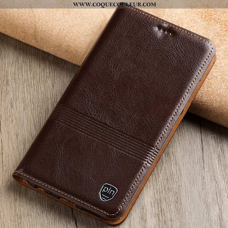 Étui Xiaomi Mi Max 3 Cuir Coque Véritable, Xiaomi Mi Max 3 Protection Téléphone Portable Marron