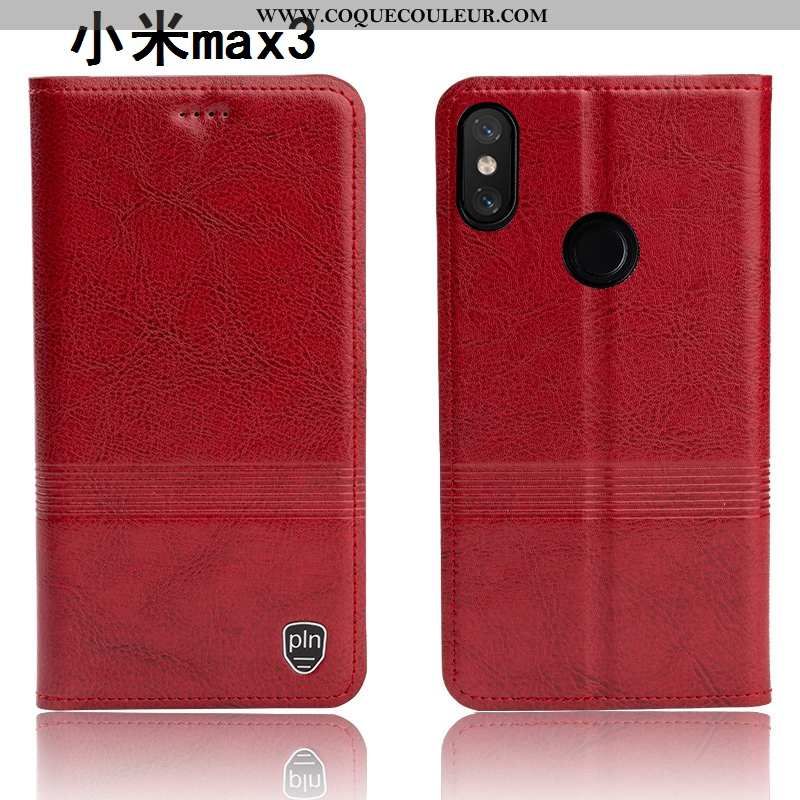 Étui Xiaomi Mi Max 3 Cuir Coque Véritable, Xiaomi Mi Max 3 Protection Téléphone Portable Marron