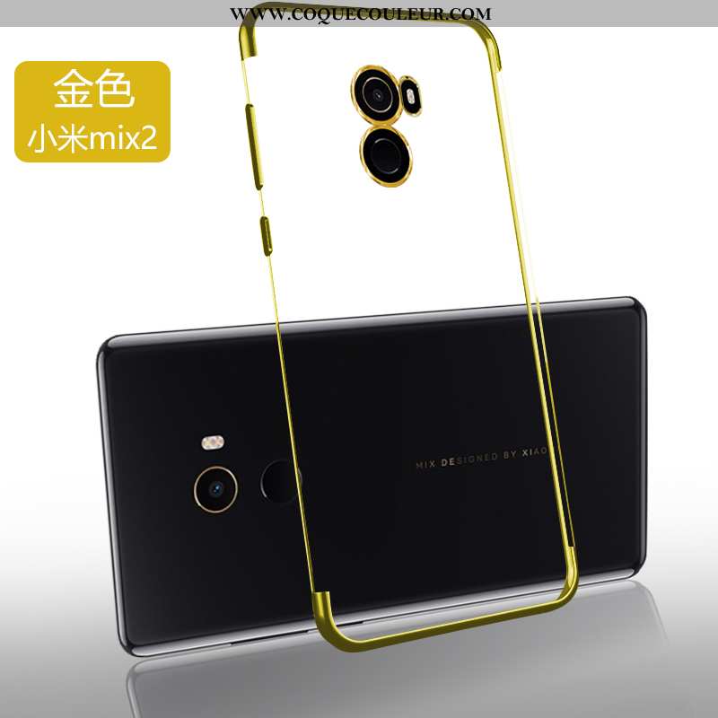 Coque Xiaomi Mi Mix 2 Protection Silicone Coque, Housse Xiaomi Mi Mix 2 Transparent Tendance Doré