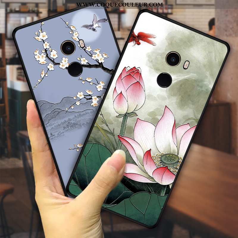 Housse Xiaomi Mi Mix 2 Fleurs Petit Style Chinois, Étui Xiaomi Mi Mix 2 Fluide Doux Vent Verte