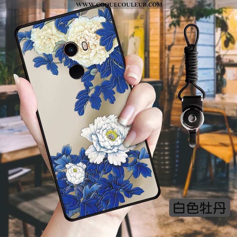 Housse Xiaomi Mi Mix 2 Fleurs Petit Style Chinois, Étui Xiaomi Mi Mix 2 Fluide Doux Vent Verte