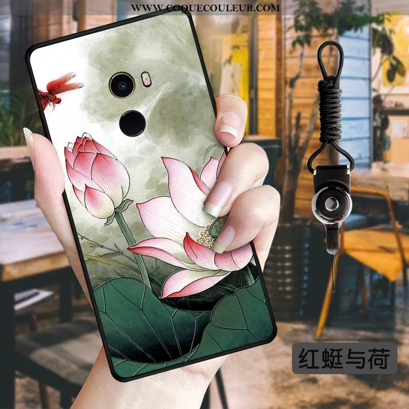 Housse Xiaomi Mi Mix 2 Fleurs Petit Style Chinois, Étui Xiaomi Mi Mix 2 Fluide Doux Vent Verte