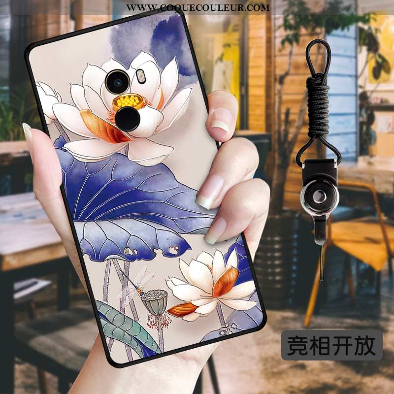 Housse Xiaomi Mi Mix 2 Fleurs Petit Style Chinois, Étui Xiaomi Mi Mix 2 Fluide Doux Vent Verte