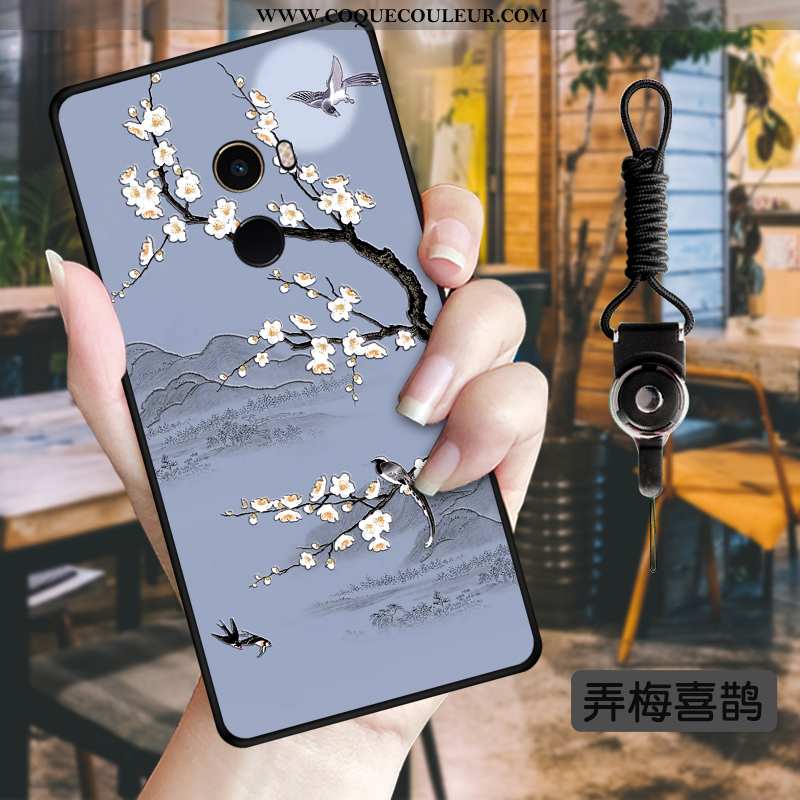 Housse Xiaomi Mi Mix 2 Fleurs Petit Style Chinois, Étui Xiaomi Mi Mix 2 Fluide Doux Vent Verte