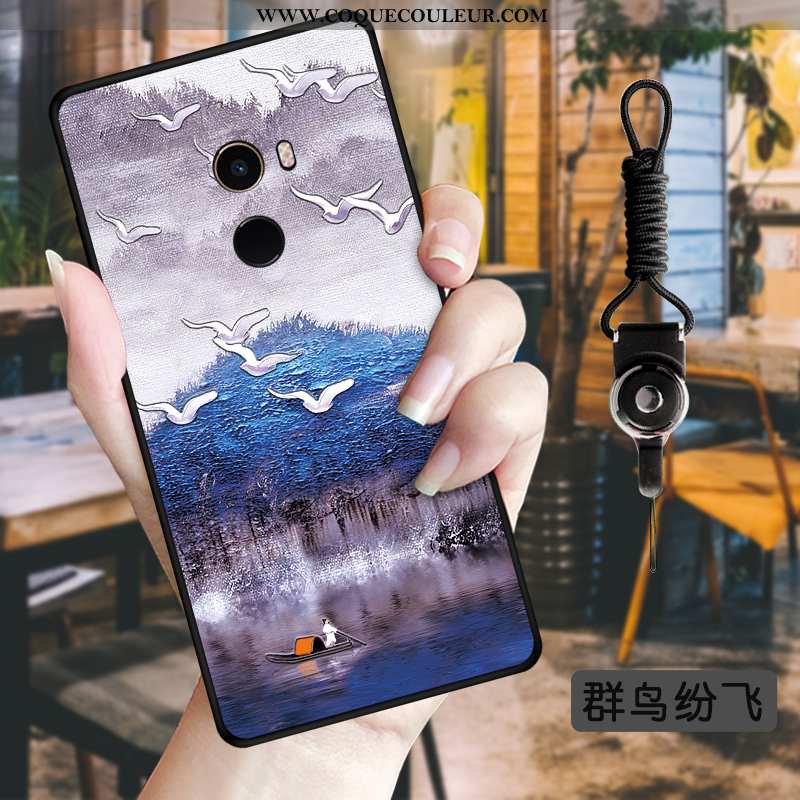 Housse Xiaomi Mi Mix 2 Fleurs Petit Style Chinois, Étui Xiaomi Mi Mix 2 Fluide Doux Vent Verte