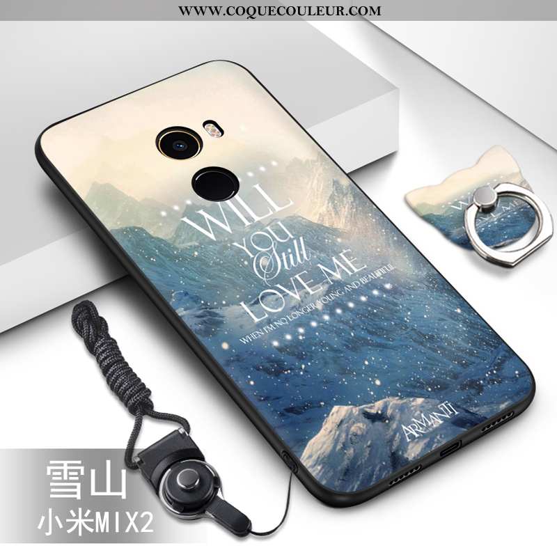 Housse Xiaomi Mi Mix 2 Silicone Fluide Doux Bleu, Étui Xiaomi Mi Mix 2 Protection Peinture Bleu