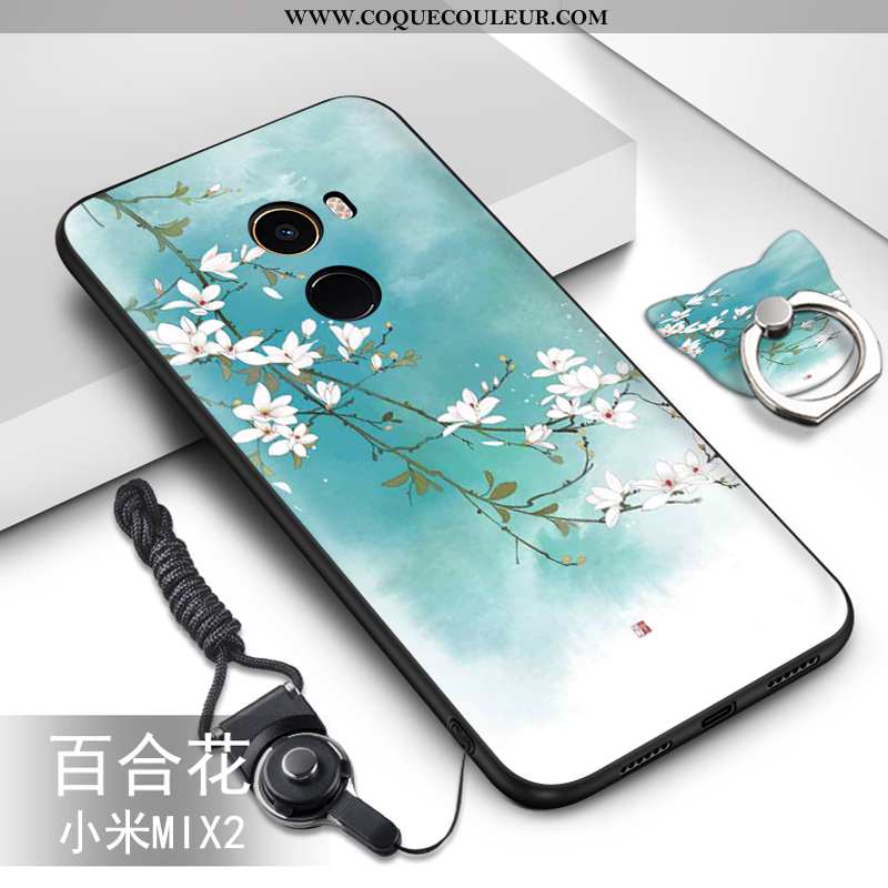 Housse Xiaomi Mi Mix 2 Silicone Fluide Doux Bleu, Étui Xiaomi Mi Mix 2 Protection Peinture Bleu