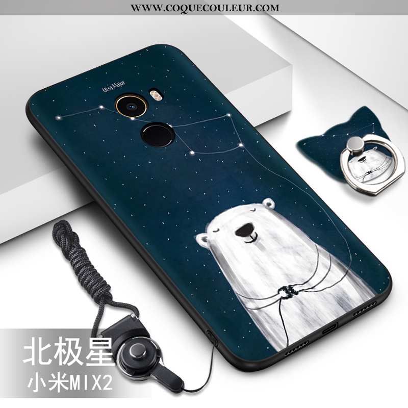 Housse Xiaomi Mi Mix 2 Silicone Fluide Doux Bleu, Étui Xiaomi Mi Mix 2 Protection Peinture Bleu