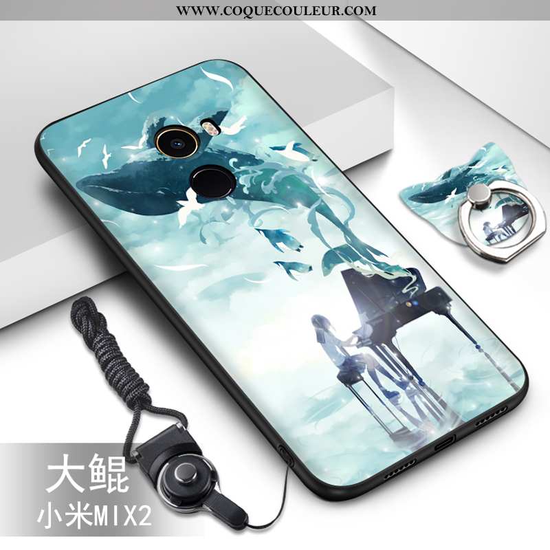 Housse Xiaomi Mi Mix 2 Silicone Fluide Doux Bleu, Étui Xiaomi Mi Mix 2 Protection Peinture Bleu