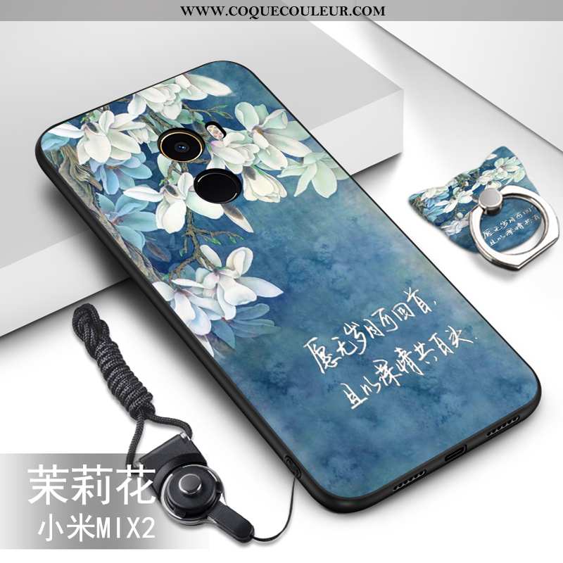 Housse Xiaomi Mi Mix 2 Silicone Fluide Doux Bleu, Étui Xiaomi Mi Mix 2 Protection Peinture Bleu