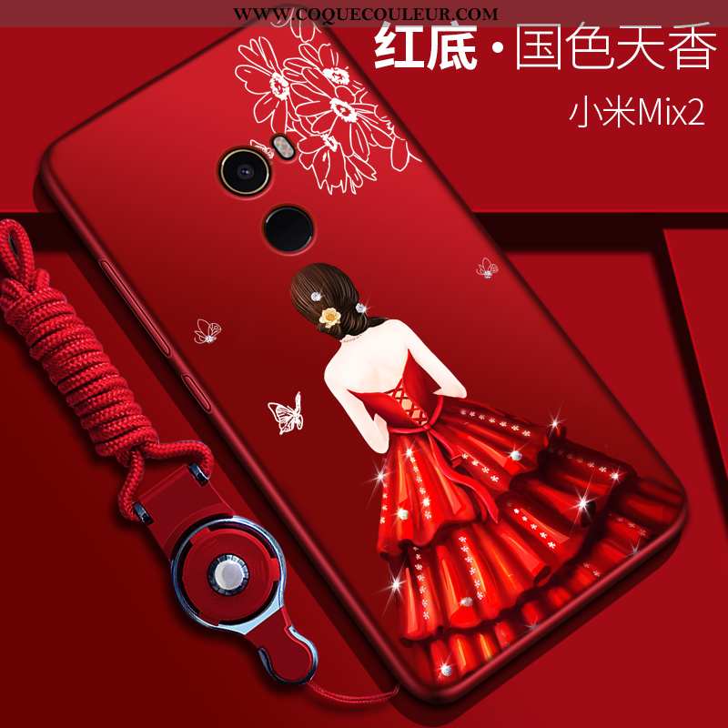 Housse Xiaomi Mi Mix 2 Fluide Doux Tout Compris Coque, Étui Xiaomi Mi Mix 2 Silicone Rouge