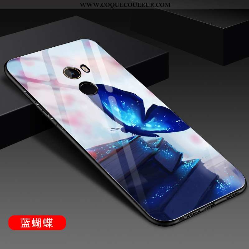 Étui Xiaomi Mi Mix 2 Verre Silicone Difficile, Coque Xiaomi Mi Mix 2 Fluide Doux Incassable Noir