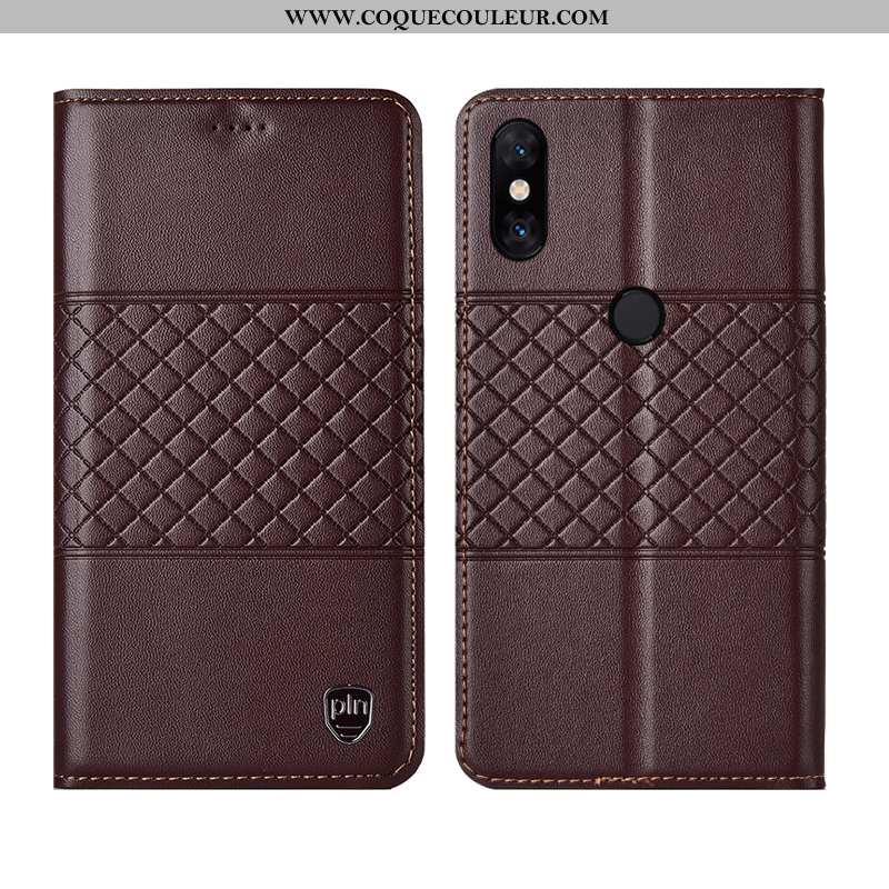 Coque Xiaomi Mi Mix 2s Cuir Véritable Étui Coque, Housse Xiaomi Mi Mix 2s Protection Marron