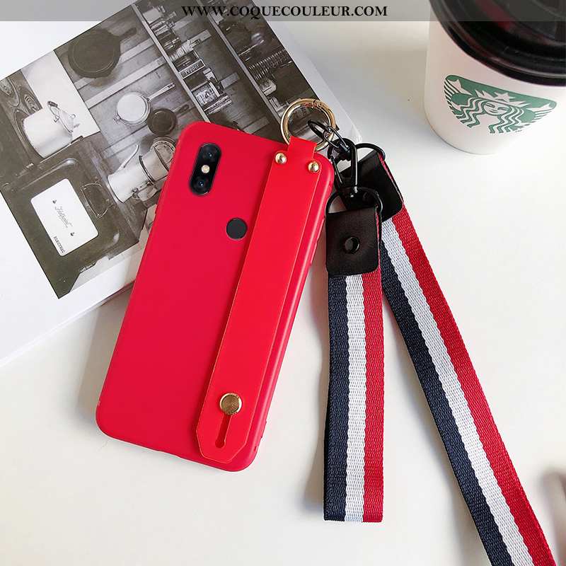 Housse Xiaomi Mi Mix 2s Cou Suspendu Silicone Rouge, Étui Xiaomi Mi Mix 2s Fluide Doux Noir