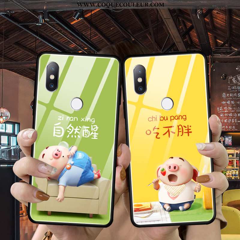 Étui Xiaomi Mi Mix 2s Personnalité Charmant Verre, Coque Xiaomi Mi Mix 2s Créatif Amoureux Jaune