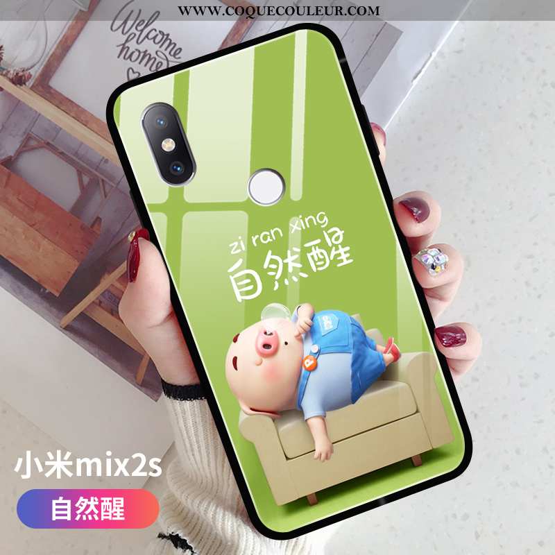 Étui Xiaomi Mi Mix 2s Personnalité Charmant Verre, Coque Xiaomi Mi Mix 2s Créatif Amoureux Jaune