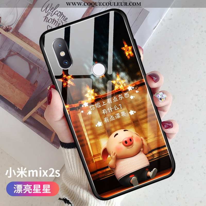 Étui Xiaomi Mi Mix 2s Personnalité Charmant Verre, Coque Xiaomi Mi Mix 2s Créatif Amoureux Jaune