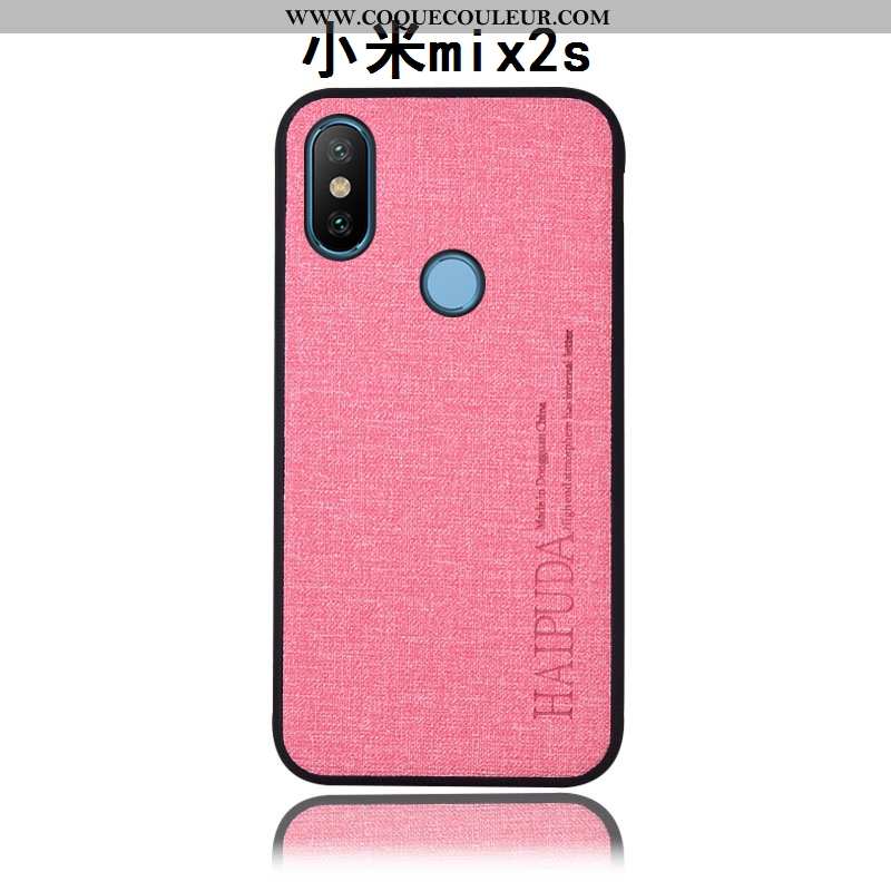 Étui Xiaomi Mi Mix 2s Cuir Rouge, Coque Xiaomi Mi Mix 2s Protection Rose