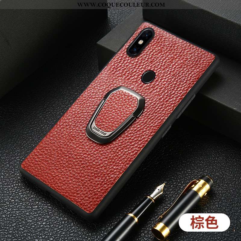 Étui Xiaomi Mi Mix 2s Cuir Téléphone Portable Coque, Coque Xiaomi Mi Mix 2s Protection Luxe Marron