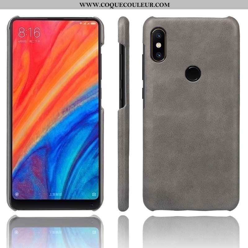 Étui Xiaomi Mi Mix 2s Cuir Vintage Petit, Coque Xiaomi Mi Mix 2s Protection Difficile Gris