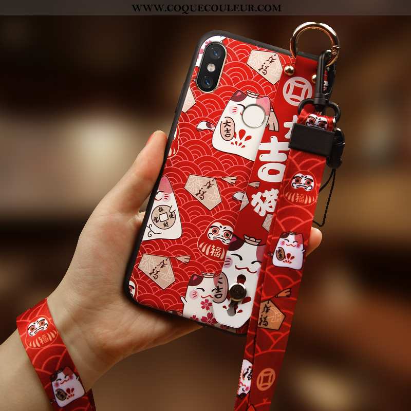 Coque Xiaomi Mi Mix 3 Personnalité Chat Silicone, Housse Xiaomi Mi Mix 3 Créatif Incassable Rouge