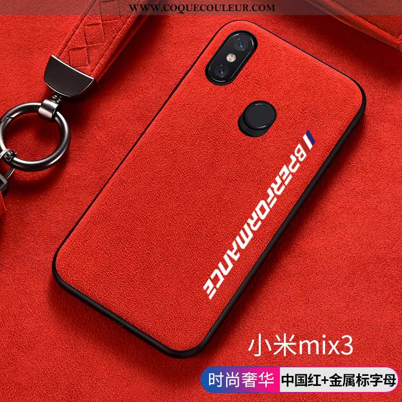 Étui Xiaomi Mi Mix 3 Silicone Tout Compris, Coque Xiaomi Mi Mix 3 Protection Daim Fourrure Rouge