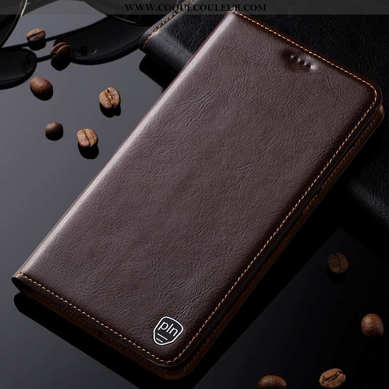 Coque Xiaomi Mi Mix 3 Protection Marron, Housse Xiaomi Mi Mix 3 Cuir Véritable Marron