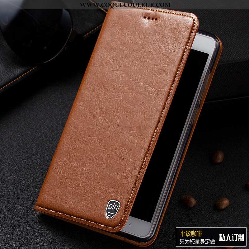 Coque Xiaomi Mi Mix 3 Protection Marron, Housse Xiaomi Mi Mix 3 Cuir Véritable Marron