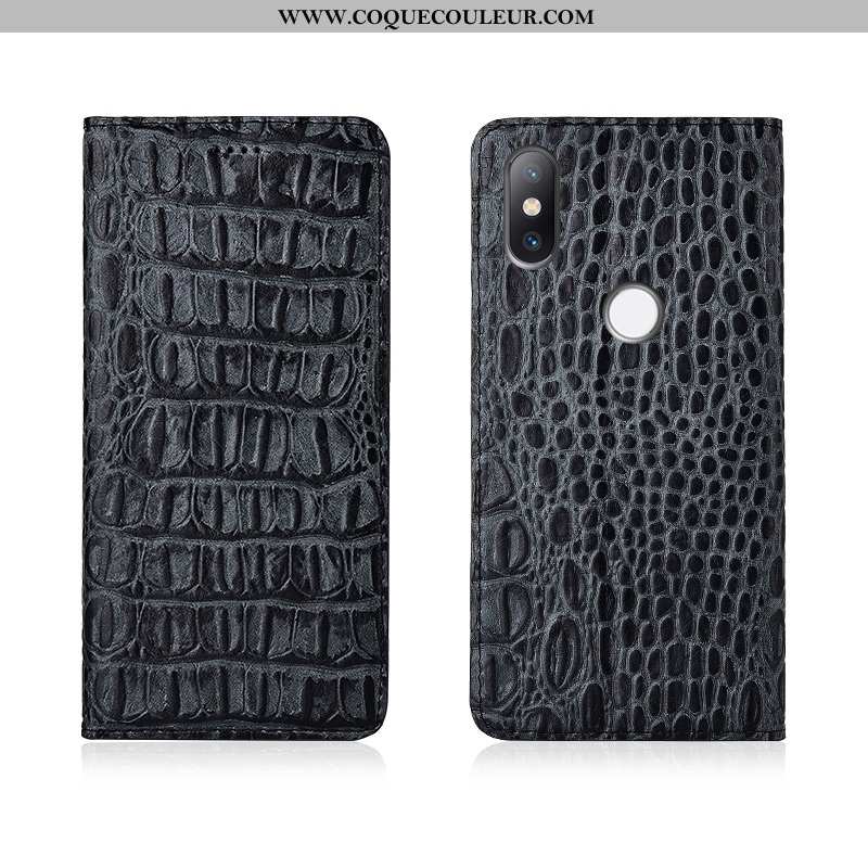 Coque Xiaomi Mi Mix 3 Cuir Véritable Nouveau Téléphone Portable, Housse Xiaomi Mi Mix 3 Cuir Noir